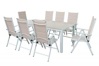 Meble ogrodowe z aluminium z dużym stołem Polywood Verona dla 10 osób Garden Point beżowe