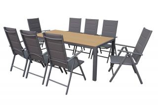 Meble ogrodowe z aluminium z dużym stołem Verona Wood dla 8 osób Garden Point szare