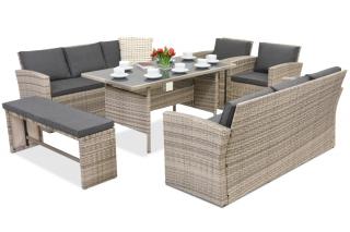 Meble ogrodowe z technorattanu Marsylia Apetito 10 Garden Point szare