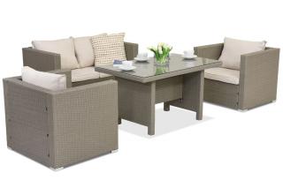 Meble ogrodowe z technorattanu Roma Apetito 4 Garden Point jasnoszary