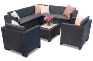 Narożnik technorattanowy w zestawie Colorado Corner 7 antracyt Bica