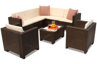 Narożnik technorattanowy w zestawie Colorado Corner 7 brąz Bica