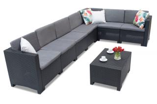 Narożnik technorattanowy ze stolikiem Colorado Corner Max 7 antracytowy Bica