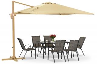 Parasol ogrodowy Siena 3x3m woodlike z beżowym poszyciem Garden Point