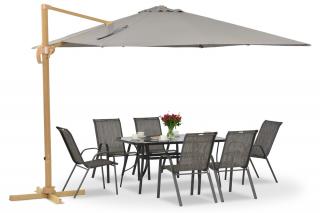 Parasol ogrodowy Siena 3x3m woodlike z szarym poszyciem Garden Point