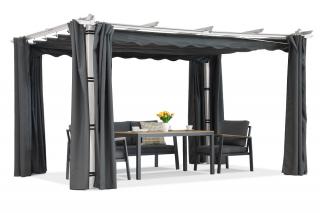 Pergola tarasowa Barbados 3x4 m z zasłonami Garden Point biało-antracytowa