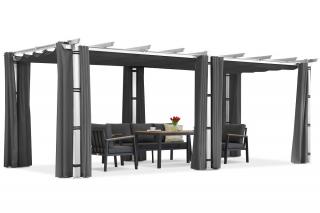 Pergola tarasowa Barbados 3x6 m z zasłonami Garden Point biało-antracytowa