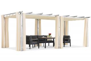Pergola tarasowa Barbados 3x6 m z zasłonami Garden Point biało-beżowa
