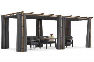 Pergola tarasowa Barbados 3x6 m z zasłonami Garden Point woodlike-antracyt