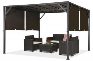 Pergola tarasowa metalowa Santorini 4 x 4m brązowa Garden Point