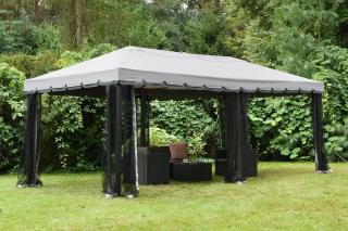 Szary pawilon ogrodowy z moskitierą Walencja 4x6 m Garden Point