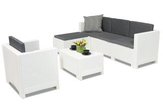 Technorattanowy komplet mebli wypoczynkowych Colorado Relax Corner 5 biały Bica