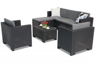 Technorattanowy komplet mebli wypoczynkowych Colorado Relax Corner 6 antracytowy Bica