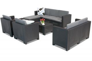 Technorattanowy komplet mebli wypoczynkowych Colorado Relax Corner 8 antracytowy Bica