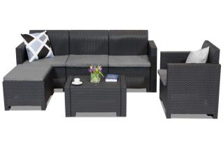 Technorattanowy komplet mebli wypoczynkowych Nebraska Relax Corner 5 antracytowy Bica