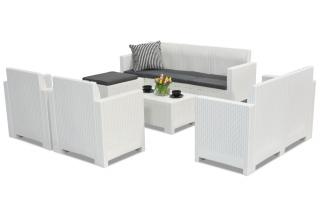 Technorattanowy komplet mebli wypoczynkowych Nebraska Relax Corner 8 biały Bica