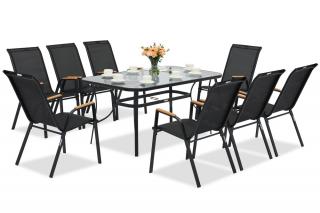 Zestaw mebli metalowych do ogrodu Modena/Bitonto czarny dla 8 osób Garden Point
