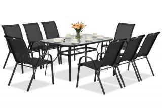 Zestaw mebli metalowych do ogrodu Modena czarny dla 8 osób Garden Point