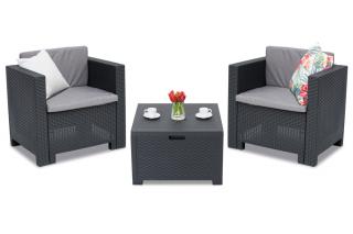 Zestaw technorattanowy Colorado Terrace Box 2 antracytowy Bica ze skrzynią