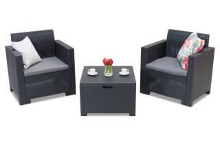 Zestaw technorattanowy Nebraska Terrace Box 2 antracytowy ze skrzynią Bica