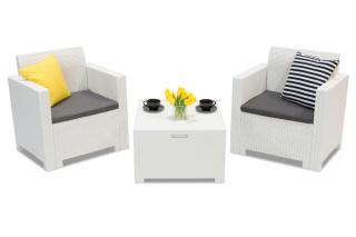 Zestaw technorattanowy Nebraska Terrace Box 2 biały ze skrzynią Bica