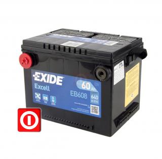 Akumulator 60Ah 640A L+ EXIDE (USA wkręcane klemy) EB608