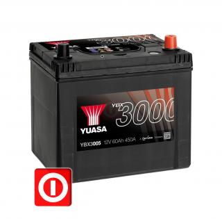 Akumulator YUASA 60Ah 450A P+ KIA MAZDA YBX3005