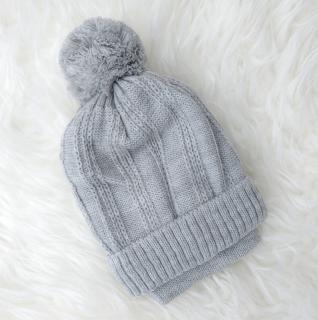 Czapeczka do chrztu szara 41- 46 cm