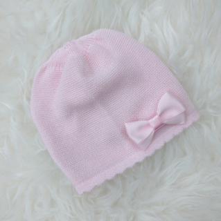 Czapeczka do chrztu wiosenna różowa