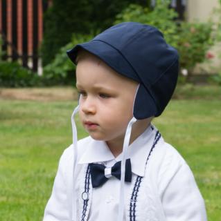 Czapka do chrztu dla chłopca Słodki Michaś granatowa