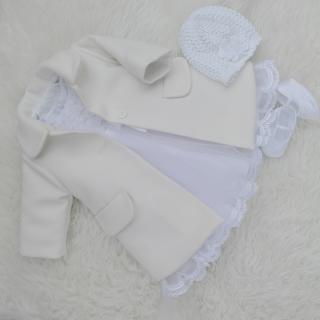 Płaszczyk do chrztu flauszowy ecrie