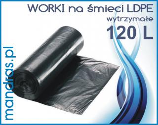 Worki na śmieci LDPE 120l. czarne [25szt.]