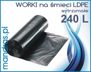 Worki na śmieci LDPE 240l. czarne [10szt.]