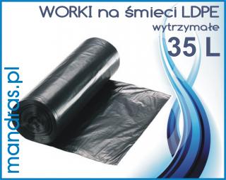 Worki na śmieci LDPE 35l. czarne [50szt.]