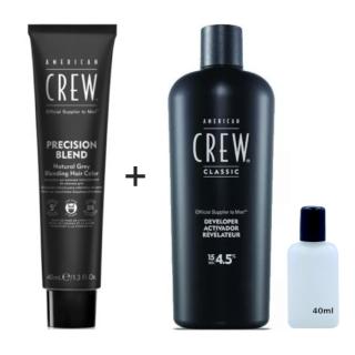 American Crew Precision Blend, Zestaw Odsiwiacz dla mężczyzn 5-6 Medium Ash + Utleniacz 40ml