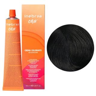 Inebrya farba do włosów, koloryzacja trwała, 100 ml Kolor: 1/0 czarny