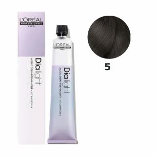 Loreal Dia Light farba do włosów farbowanych i uwrażliwionych, koloryzacja kwasowa ton w ton, bez amoniaku, 50ml Kolor: 5 jasny brąz