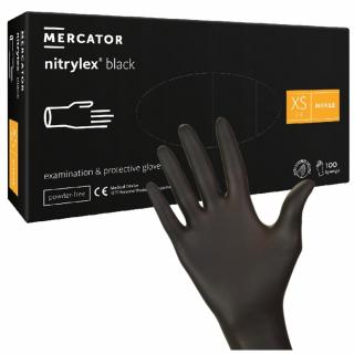 MERCATOR NITRYLEX BLACK Rękawice nitrylowe czarne rozmiar XS 100 sztuk