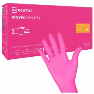 MERCATOR NITRYLEX MAGENTA Rękawice nitrylowe różowe rozmiar XS 100 sztuk