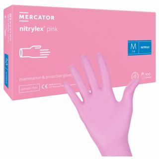 MERCATOR NITRYLEX PINK Rękawice nitrylowe różowe rozmiar M 100 sztuk