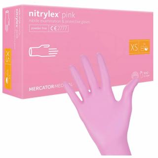 MERCATOR NITRYLEX PINK Rękawice nitrylowe różowe rozmiar XS 100 sztuk