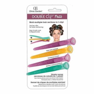 Olivia Garden Double Clip Petite, Podwójne klipsy do włosów, kolorowe, 4 sztuki