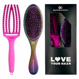Olivia Garden Love Your Hair Zestaw szczotek Fingerbrush Neon Purple + Aurora Violet