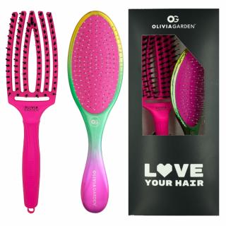 Olivia Garden Love Your Hair Zestaw szczotek Neon Pink + Aurora Rose Fine
