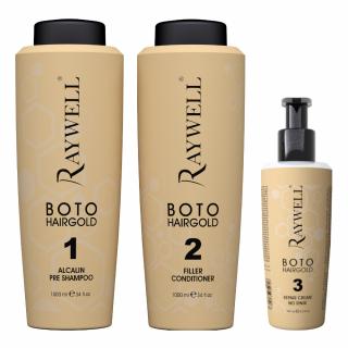 RAYWELL Boto Hairgold Zestaw Kuracja odbudowująca Szampon + Odżywka + Krem