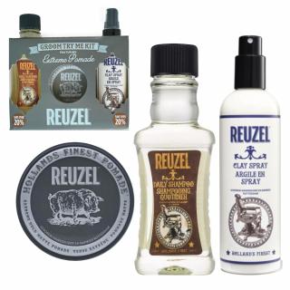 Reuzel Try Me Kit Extreme Pomade - Zestaw do stylizacji włosów (Daily Shampoo + Extreme Pomade + Clay Spray)