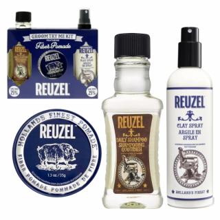 Reuzel Try Me Kit Fiber Pomade - Zestaw do stylizacji włosów (Daily Shampoo + Fiber Pomade + Clay Spray)