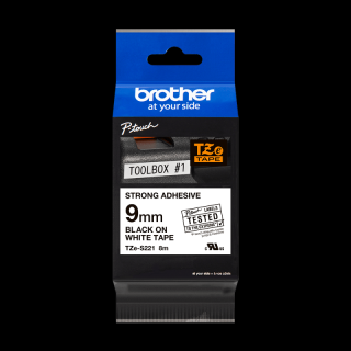 Brother - Taśma czarny druk/biały.pod. lamin.,8m,9mm mk (TZE-S221)
