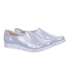 Tenisówki Półbuty Damskie Slip On Skóra 017 Srebrne