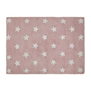 Lorena Canals Dywan bawełniany dla dzieci gwiazdki różowy Pink Stars White 120x160 cm